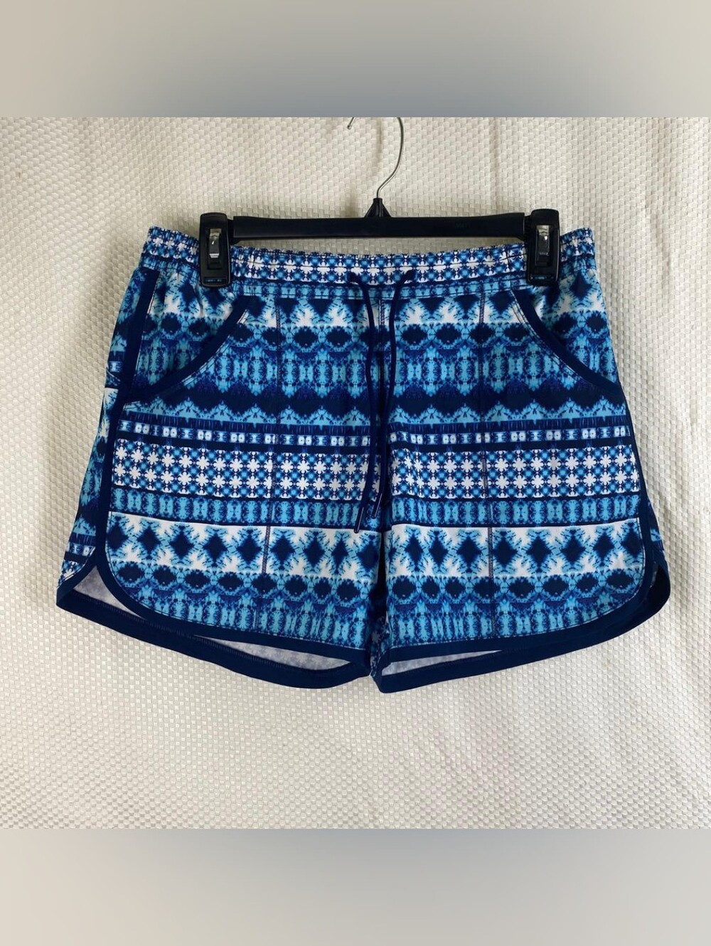 Lands' End Blue Geometric Print Swim Board Shorts Size S